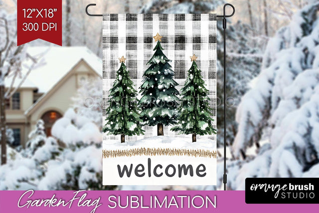 Christmas Garden Flag Sublimation - Winter Welcome Sign PNG Sublimation OrangeBrushStudio 