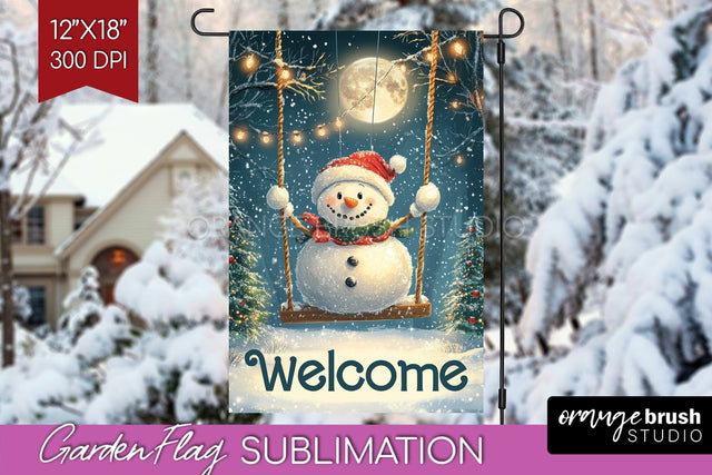 Christmas Garden Flag Sublimation - Winter Welcome Sign PNG Sublimation OrangeBrushStudio 
