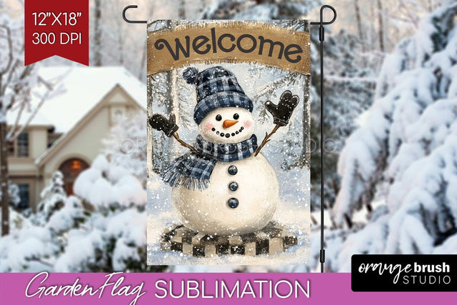 Christmas Garden Flag Sublimation - Winter Welcome Sign PNG Sublimation OrangeBrushStudio 