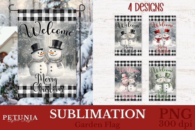 Christmas Garden Flag | Welcome Garden Flag Sublimation Petunia Digital Design 