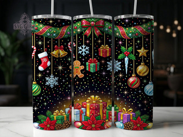 Christmas Garland 20oz Tumbler, Christmas Garland, Garland Tumbler, Christmas Tumbler, Holiday Garland, Tumbler Wrap PNG, 20oz Tumbler Wrap, Christmas Wrap PNG Sublimation SvggirlplusArt 