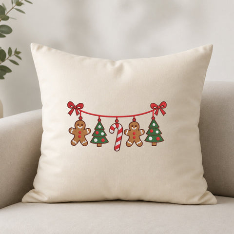 Christmas Garland Embroidery Design – Gingerbread Christmas Tree Candy Cane Machine Embroidery File, Holiday Bunting Design Embroidery/Applique DESIGNS PatternFeed8 