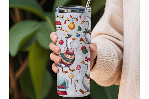 Christmas Geese 20oz Tumbler Wrap Sublimation DesignSVG 