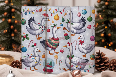 Christmas Geese 20oz Tumbler Wrap Sublimation DesignSVG 