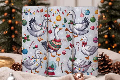 Christmas Geese 20oz Tumbler Wrap Sublimation DesignSVG 