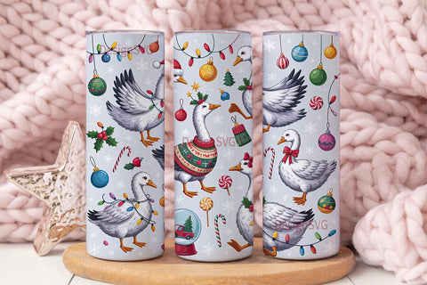 Christmas Geese 20oz Tumbler Wrap Sublimation DesignSVG 