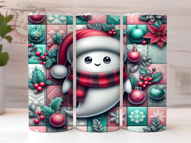 Christmas Ghost Tumbler, Spooky Tumbler, 20oz Tumbler Wrap, Halloween Christmas, Holiday Decor, Ghost Lover Gift, Unique Holiday Tumbler Sublimation Lara' s Designs 