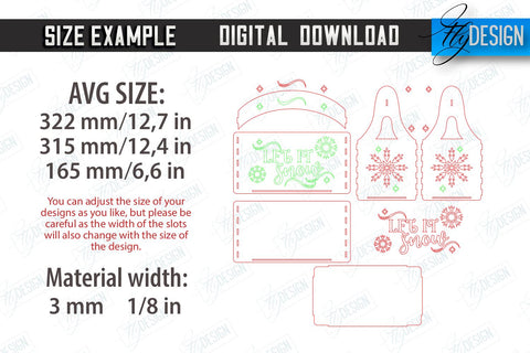 Christmas Gift Basket Laser Cut Bundle | Gift Basket with Handle | Holidays Gift Idea | CNC Files SVG Fly Design 