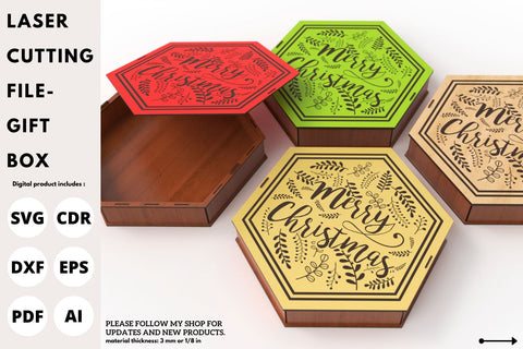 Christmas Gift Box and candy Box | laser cut file | svg paper cut | cricut | glowforge file SVG tofigh4lang 