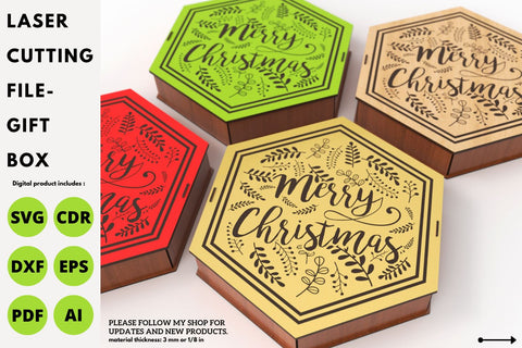 Christmas Gift Box and candy Box | laser cut file | svg paper cut | cricut | glowforge file SVG tofigh4lang 