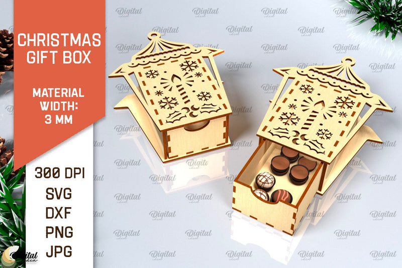 Christmas Gift Box Laser Cut. 3D Favor Box SVG Design SVG Evgenyia Guschina 