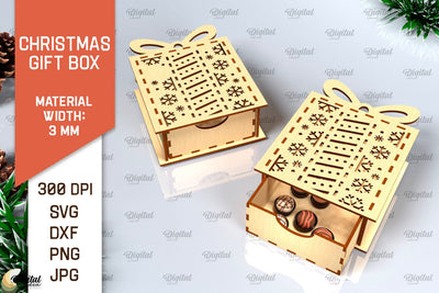 Christmas Gift Box Laser Cut. 3D Favor Box SVG Design SVG Evgenyia Guschina 
