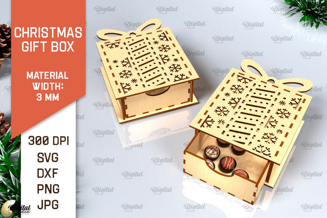 Christmas Gift Box Laser Cut. 3D Favor Box SVG Design SVG Evgenyia Guschina 