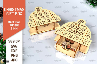 Christmas Gift Box Laser Cut. 3D Favor Box SVG Design SVG Evgenyia Guschina 