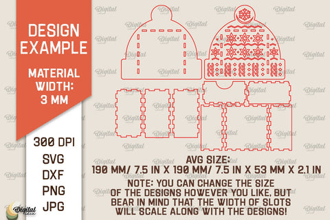 Christmas Gift Box Laser Cut. 3D Favor Box SVG Design SVG Evgenyia Guschina 