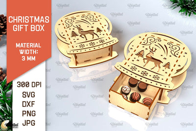 Christmas Gift Box Laser Cut. 3D Favor Box SVG Design SVG Evgenyia Guschina 