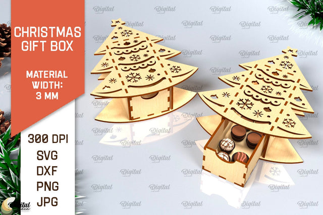 Christmas Gift Box Laser Cut. 3D Favor Box SVG Design SVG Evgenyia Guschina 