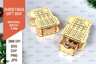 Christmas Gift Box Laser Cut. 3D Favor Box SVG Design SVG Evgenyia Guschina 