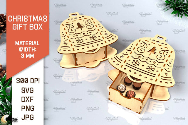 Christmas Gift Box Laser Cut. 3D Favor Box SVG Design SVG Evgenyia Guschina 