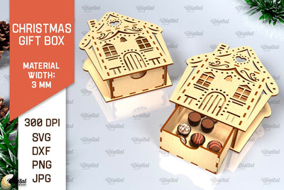 Christmas Gift Box Laser Cut. 3D Favor Box SVG Design SVG Evgenyia Guschina 