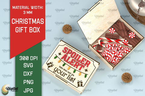 Christmas Gift Box Laser Cut. 3D Xmas Eve Box SVG SVG Evgenyia Guschina 