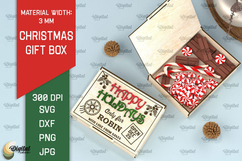 Christmas Gift Box Laser Cut. 3D Xmas Eve Box SVG SVG Evgenyia Guschina 