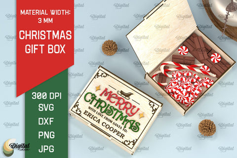 Christmas Gift Box Laser Cut. 3D Xmas Eve Box SVG SVG Evgenyia Guschina 