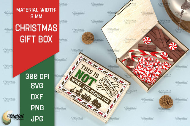 Christmas Gift Box Laser Cut. 3D Xmas Eve Box SVG SVG Evgenyia Guschina 