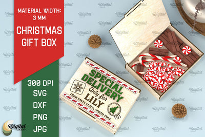 Christmas Gift Box Laser Cut. 3D Xmas Eve Box SVG SVG Evgenyia Guschina 