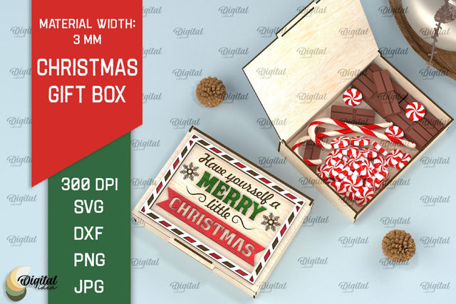 Christmas Gift Box Laser Cut. 3D Xmas Eve Box SVG SVG Evgenyia Guschina 