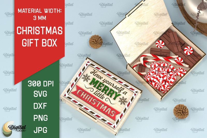Christmas Gift Box Laser Cut. 3D Xmas Eve Box SVG SVG Evgenyia Guschina 