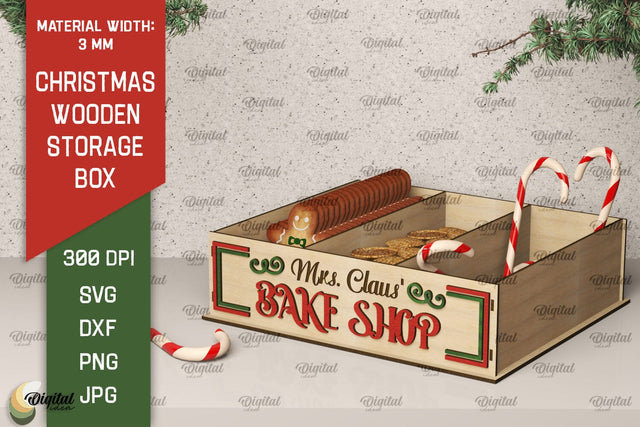 Christmas Gift Box Laser Cut. Christmas Storage Box SVG SVG Evgenyia Guschina 