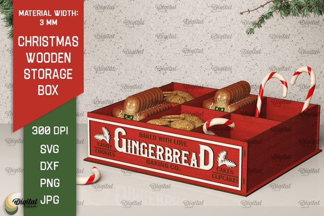 Christmas Gift Box Laser Cut. Christmas Storage Box SVG SVG Evgenyia Guschina 