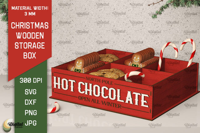 Christmas Gift Box Laser Cut. Christmas Storage Box SVG SVG Evgenyia Guschina 