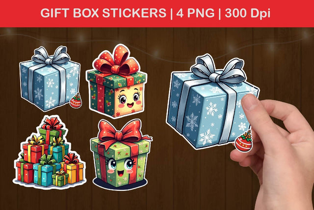 christmas gift box png, cute gift box printable stickers Sublimation Paper Switch 