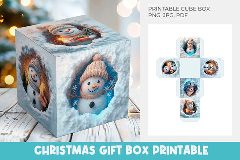 Christmas gift box printable Sublimation KMarinaDesign 