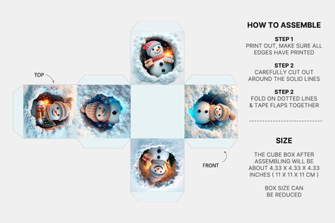 Christmas gift box printable Sublimation KMarinaDesign 