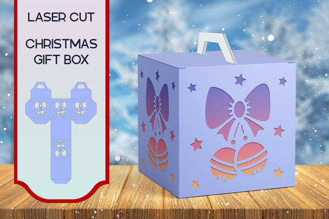 Christmas gift box svg, Holiday candy box with Christmas bells, Papercut SVG AnastasiyaArtDesign 