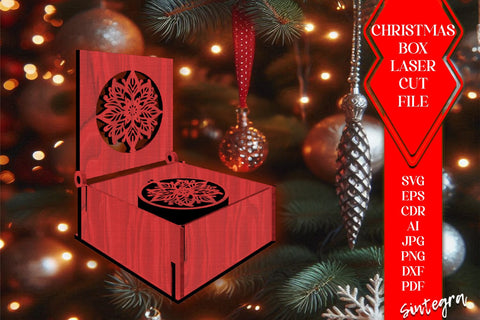 Christmas Gift Box With 10 Ornaments SVG Laser Cut Set SVG Sintegra 