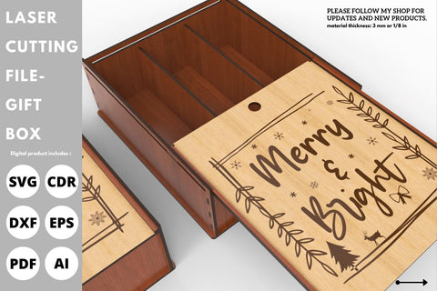 Christmas Gift Box with 3 divider | laser cut file | svg paper cut | cricut | glowforge file SVG tofigh4lang 