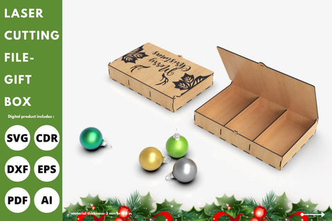 Christmas gift Box with divider | laser cut file | svg paper cut | cricut | glowforge file SVG tofigh4lang 