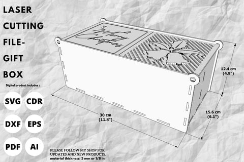 Christmas gift Box with dividers | laser cut file | svg paper cut | cricut | glowforge file SVG tofigh4lang 