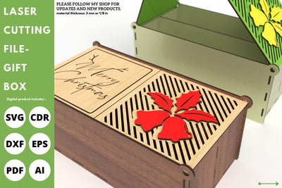Christmas gift Box with dividers | laser cut file | svg paper cut | cricut | glowforge file SVG tofigh4lang 