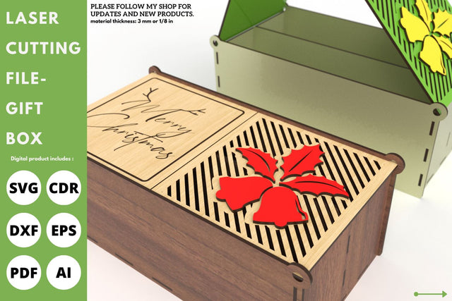 Christmas gift Box with dividers | laser cut file | svg paper cut | cricut | glowforge file SVG tofigh4lang 