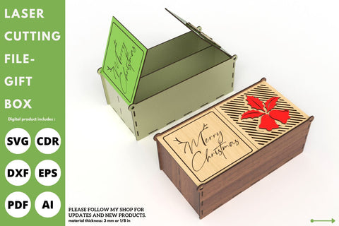 Christmas gift Box with dividers | laser cut file | svg paper cut | cricut | glowforge file SVG tofigh4lang 