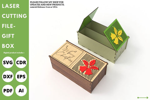 Christmas gift Box with dividers | laser cut file | svg paper cut | cricut | glowforge file SVG tofigh4lang 