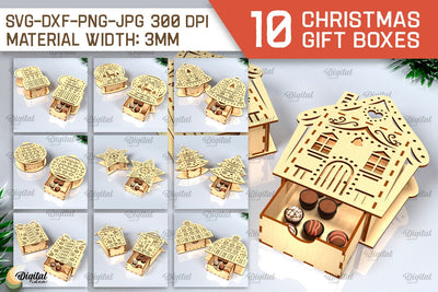 Christmas Gift Boxes Laser Cut Bundle. 3D Favor Boxes SVG SVG Evgenyia Guschina 