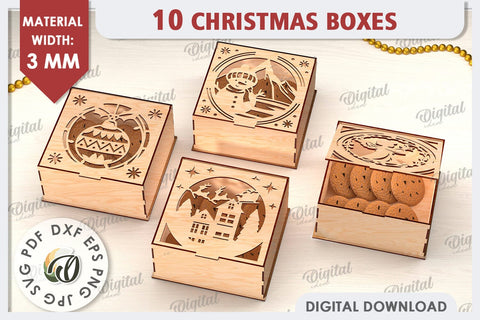 Christmas Gift Boxes Laser Cut Bundle. Candy Boxes SVG SVG Evgenyia Guschina 