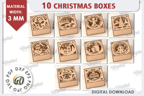 Christmas Gift Boxes Laser Cut Bundle. Candy Boxes SVG SVG Evgenyia Guschina 