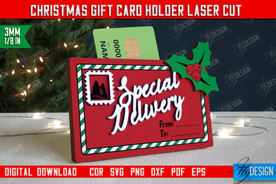 Christmas Gift Card Holder | Gift Card | Christmas Gift Idea | Greeting Card | Holidays | CNC File SVG Fly Design 
